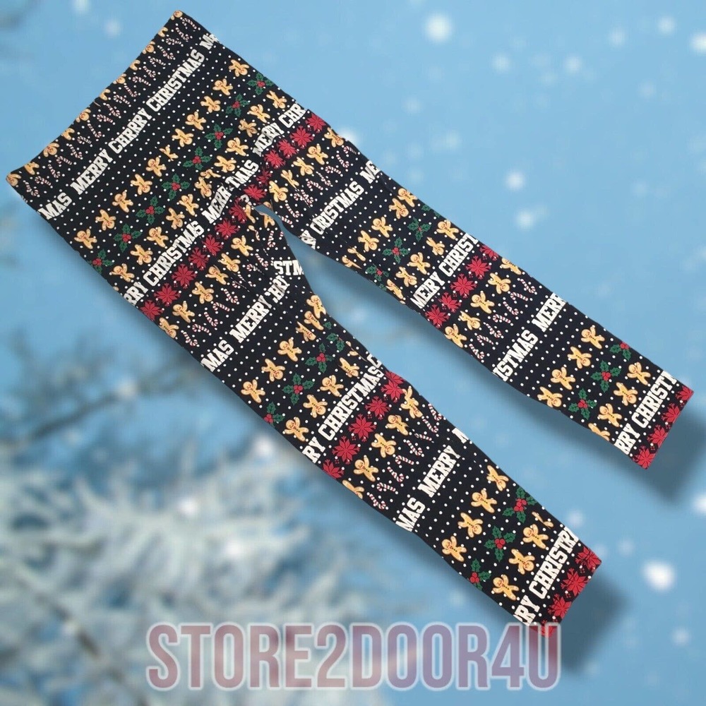 Holiday Time Girls Christmas Print Legging Icon Gingerbread Black Size XL (18)